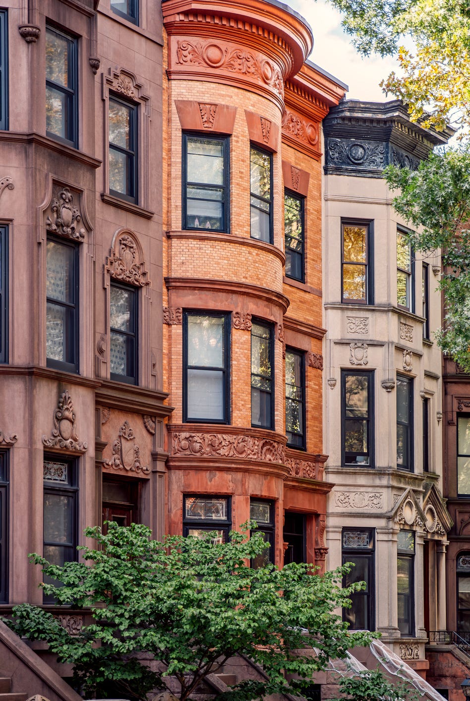 Brownstone-Häuser in Park Slope, Brooklyn, New York City, USA