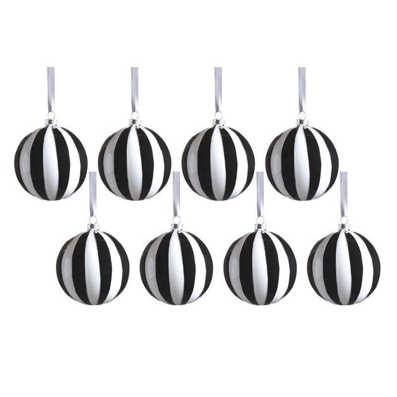 8-teiliges Glasornament-Set mit einfarbigen Streifen 8-teiliges Glasornament-Set mit einfarbigen Streifen