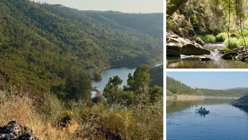 Blick auf den Cabril -Damm und die unberührte Natur, um sich in Rio Zêzere zu erkunden