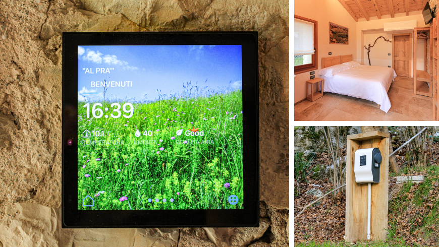 Nachhaltiger Bauernhof Cargodor de Ron: Thermostat zum Energiesparen, Zimmer, Ladestation für Elektroautos