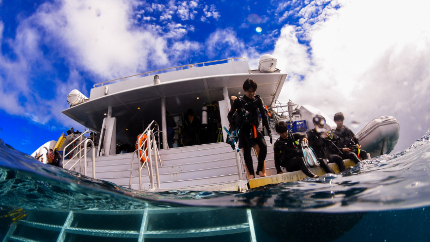 Bootsbetreiber zum Schnorcheln und Tauchen im Meer des Great Barrier Reef