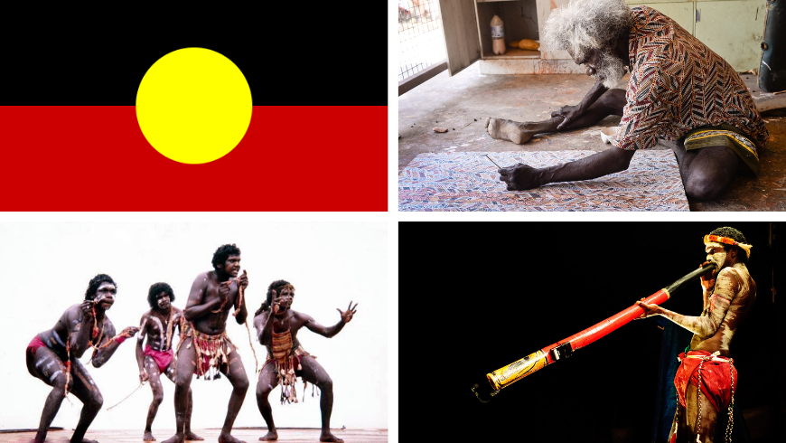 Flagge, Kultur der australischen Aborigines, Tänze, Auftritte und Malerei der Aborigines