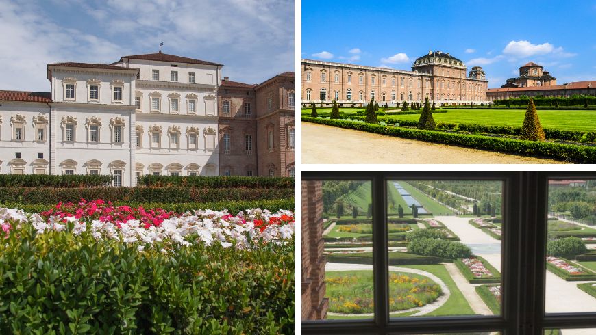 Reggia di Venaria Reale mit Parks mit Blumen und Rosen