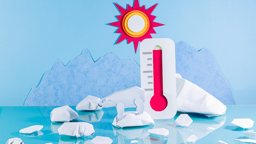 Illustration der globalen Erwärmung und des schmelzenden Eises, die den Klimawandel darstellen