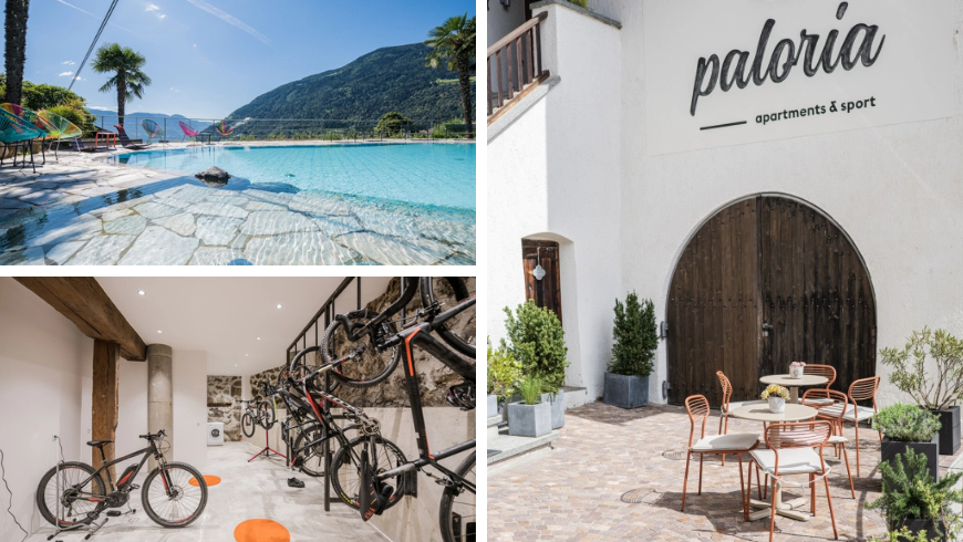 Paloria Apartments & Sport: Außenbereich, Pool und Fahrradaufbewahrung