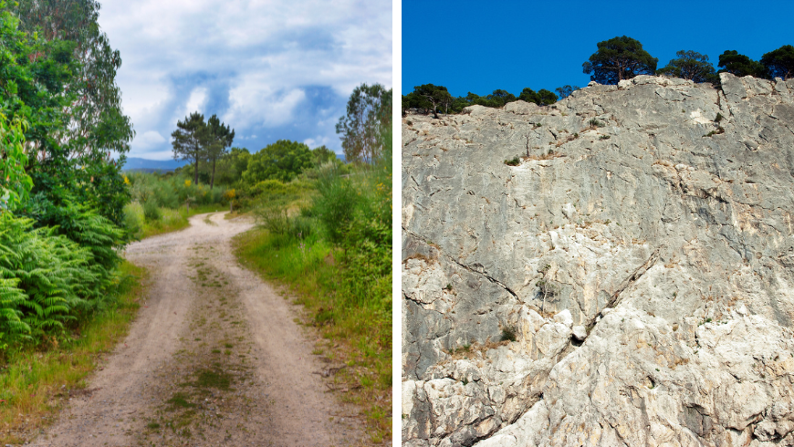 Wanderwege zwischen Bergen und Kalksteinfelsen