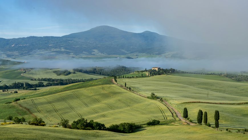 Luftaufnahme von San Quirico d'Orcia