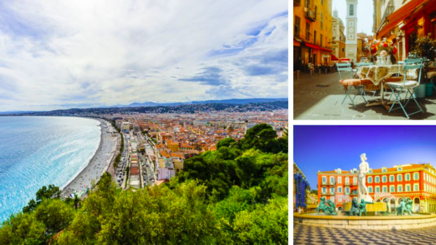 Fotos eines berühmten Aussichtspunkts in Nizza: Vom Burgberg aus können Sie das Vieux Nice und das Herz der Stadt bewundern.